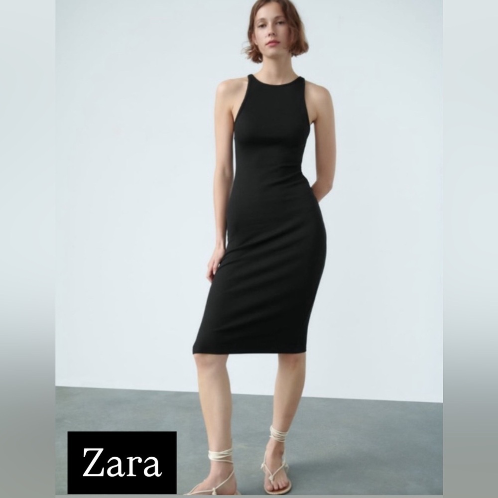 Zara Black Halter Short Summer Dress  Size Large
NWT
